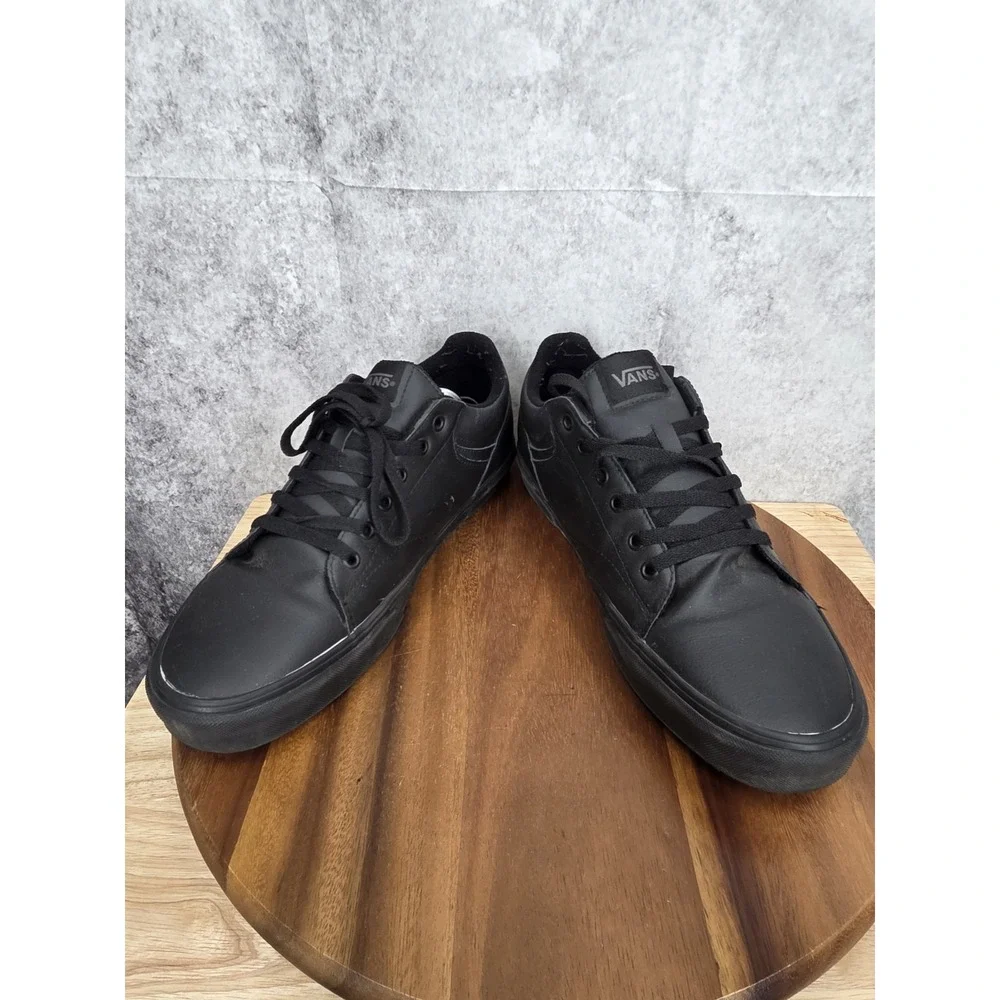 Vans Sneakers Men 13 Seldan Black Leather Low Top Casual SK8 Skater Shoes 500714